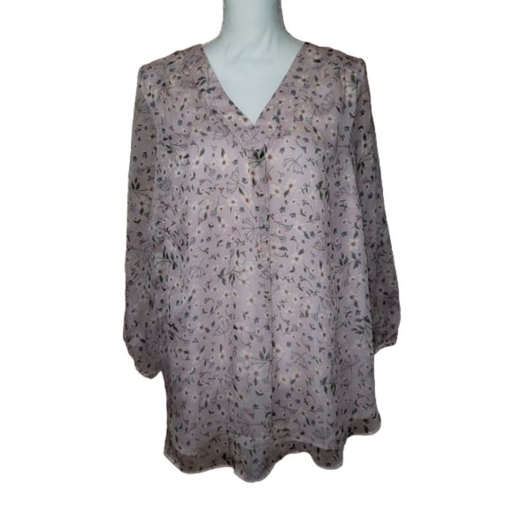 MARYBELLE Semi Sheer Pullover Top 1X - Picture 1 of 12